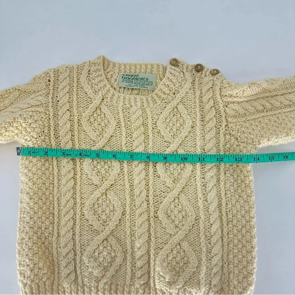 Vintage Irish Aran wool Fisherman sweater 4/5 boys girls Crana Handknits - Picture 4 of 6